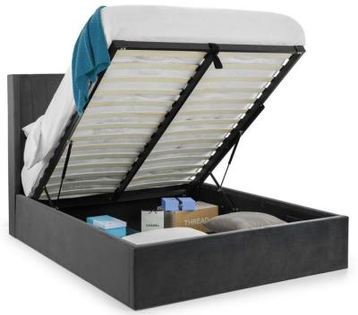 Image of Langham Grey Fabric Ottoman Storage Bed - Comes in Double, King Size and Queen Size Options