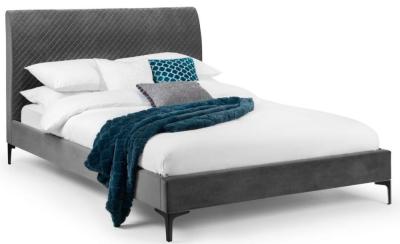 Sanderson Grey Velvet Fabric Diamond Quilted Bed Comes In Double King Size And Queen Size Options