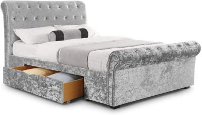 Product photograph of Verona Silver Crush Velvet Fabric 5ft King Size Storage Bed from Choice Furniture Superstore