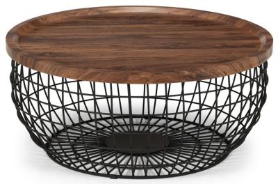 Smithson Walnut And Black Round Coffee Table