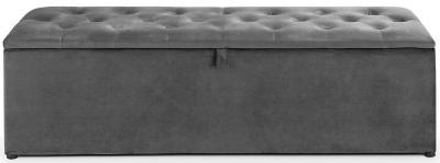 Image of Ravello Dark Grey Velvet Fabric Blanket Box