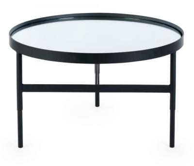 Franki Glass Top And Black Round Coffee Table