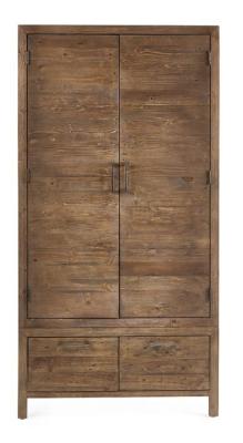 Product photograph of Heritage Reclaimed Pine 2 Door Combi Wardrobe from Choice Furniture Superstore