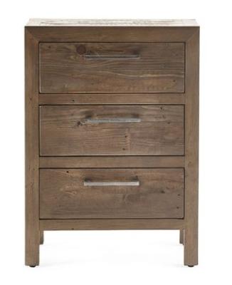 Product photograph of Heritage Reclaimed Pine 3 Drawer Bedside from Choice Furniture Superstore
