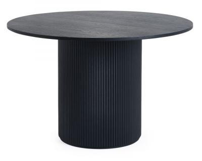 Product photograph of Louis Black Fluted 4 Seater Round Dining Table from Choice Furniture Superstore