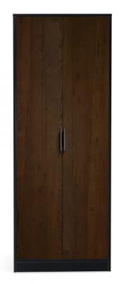 Alba Walnut And Black 2 Door Wardrobe