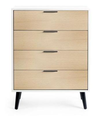 Alba White And Oak 4 Drawer Wide Chest