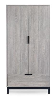 Bali Grey Oak 2 Door 1 Drawer Wardrobe