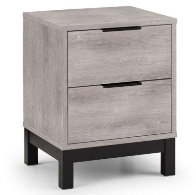 Bali Grey Oak 2 Drawer Bedside Cabinet