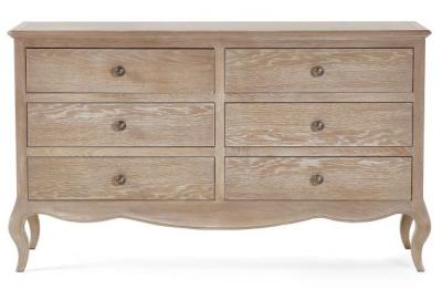 Camille Oak 6 Drawer Wide Chest