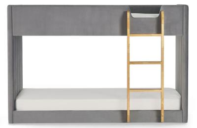 Daytona Grey Velvet Fabric Bunk Bed