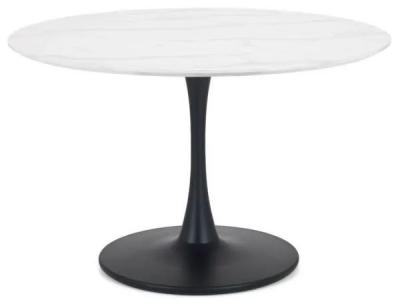 Clearance Holland White Marble And Black 4 Seater Round Dining Table Fss15697