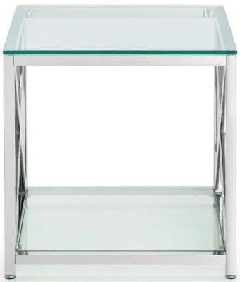 Clearance Miami Glass And Chrome Square Lamp Table Fss15681