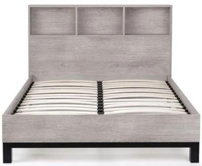 Product photograph of Bali Grey Oak Bed With Bookcase - Sizes Available from Choice Furniture Superstore