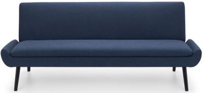 Product photograph of Gaudi Blue Fabric Curled Base 3 Seater Click-clack Sofabed from Choice Furniture Superstore