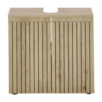 Product photograph of Austin Oak Ribbed 2 Door Under Sink Cabinet from Choice Furniture Superstore