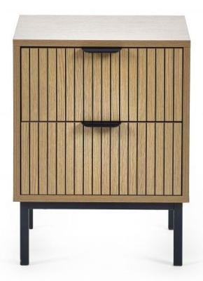 Sia Oak Ribbed 2 Drawer Bedside Cabinet