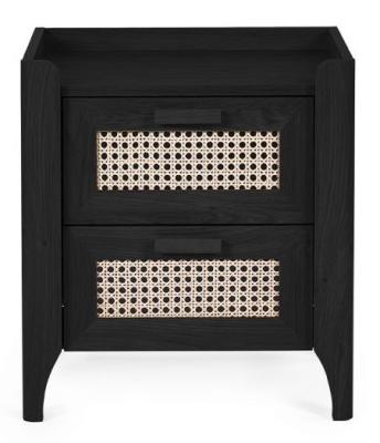 Sydney Black And Faux 2 Drawer Bedside Cabinet