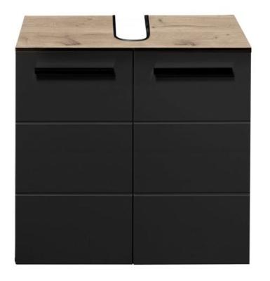 Product photograph of Vista Oak And Black 2 Door Under Sink Cabinet from Choice Furniture Superstore