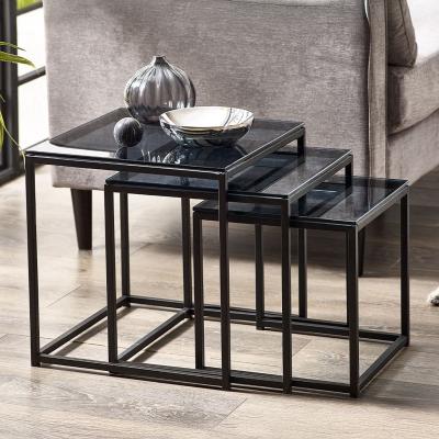 Chicago Smoked Glass Nest Of 3 Tables