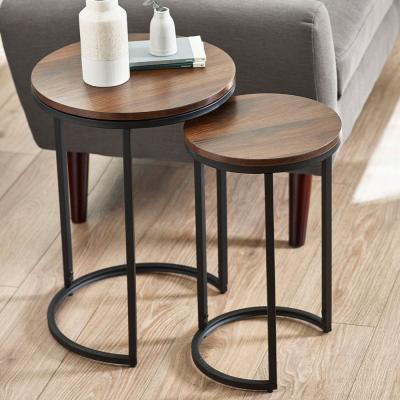 Tribeca Walnut Round Nest Of 2 Tables