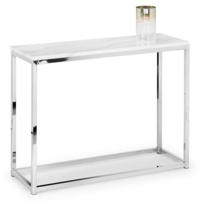 Scala White Marble Effect And Chrome 100cm Console Table