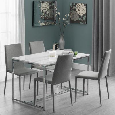 Scala White Marble Effect And Chrome 4 Seater Dining Table