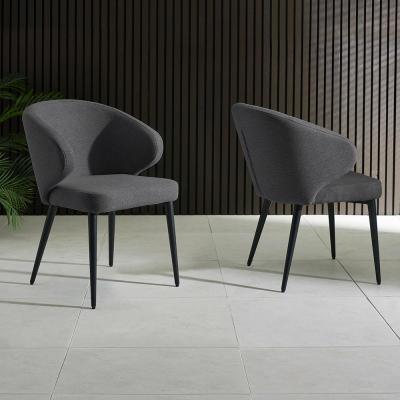 2 X Marcus Mid Grey Fabric Curved Dining Chairs