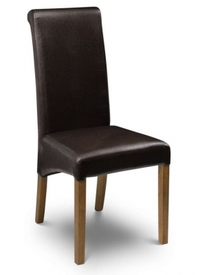 Product photograph of Cuba Brown Leather Dining Chair Sold In Pairs from Choice Furniture Superstore