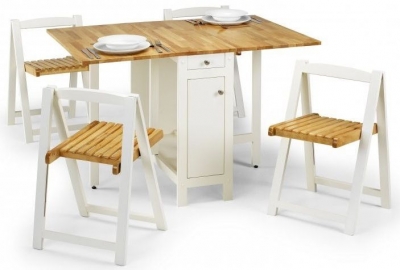 Product photograph of Savoy White And Natural 4 Seater Gateleg Dining Set With 4 Chairs from Choice Furniture Superstore