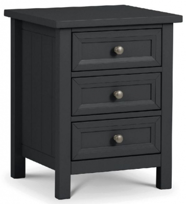 Maine Anthracite Lacquered Pine 3 Drawers Bedside Cabinet