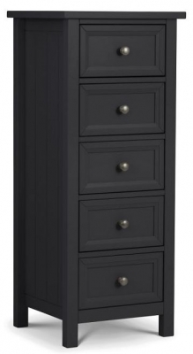Maine Anthracite Lacquered Pine Tall 5 Drawer Chest