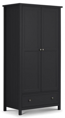 Product photograph of Maine Anthracite Lacquered Pine 2 Door 1 Drawer Wardrobe from Choice Furniture Superstore