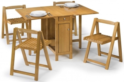 Savoy Light Oak Drop Leaf 4 Seater Dining Set with 4 Chairs and Table