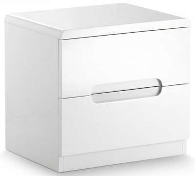 Product photograph of Manhattan White High Gloss 2 Drawer Bedside Cabinet from Choice Furniture Superstore