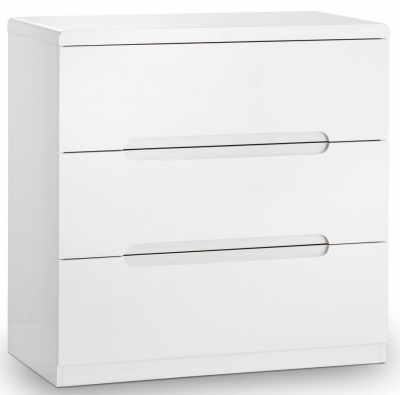 Product photograph of Manhattan White Gloss 3 Drawer Small Chest from Choice Furniture Superstore