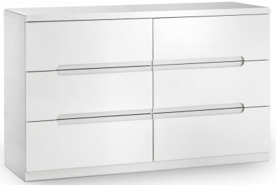 Product photograph of Manhattan White Gloss 6 Drawer Wide Chest from Choice Furniture Superstore