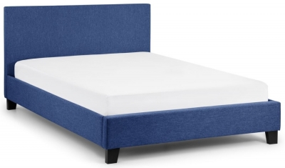 Rialto Dark Blue Linen Fabric Bed Comes In Single Double And King Size Options