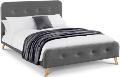 Product photograph of Astrid Curved Retro Oak And Grey Fabric Bed - Comes In Double And King Size from Choice Furniture Superstore