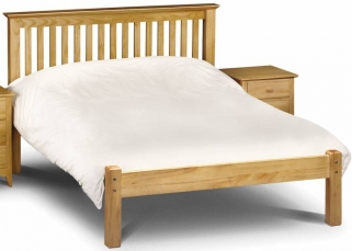 Barcelona Low Sheen Lacquered Pine Bed - Comes in Single, Small Double, Double and King Size Options