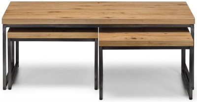 Product photograph of Brooklyn Rustic Oak Nest Of Coffee Tables from Choice Furniture Superstore