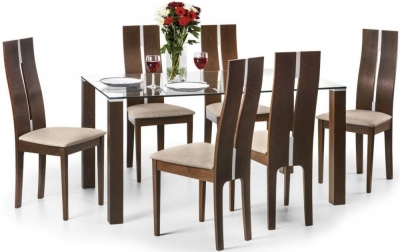 Product photograph of Cayman Glass 6 Seater Dining Set With 6 Chairs from Choice Furniture Superstore