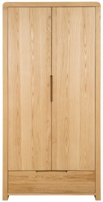 Product photograph of Curve Oak 2 Door 1 Drawer Wardrobe from Choice Furniture Superstore