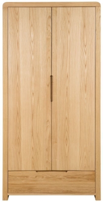 Product photograph of Curve Oak 2 Door 1 Drawer Double Wardrobe from Choice Furniture Superstore