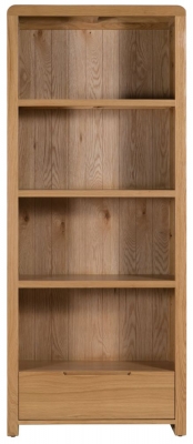 Product photograph of Curve Oak Bookcase from Choice Furniture Superstore