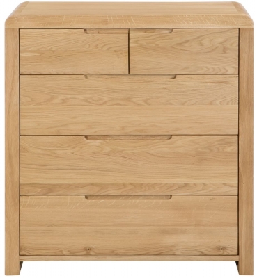 Product photograph of Curve Oak 3 2 Drawers Chest from Choice Furniture Superstore
