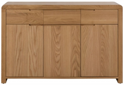 Product photograph of Curve Oak 3 Door Sideboard from Choice Furniture Superstore
