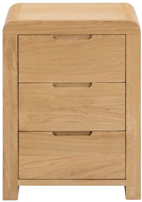 Product photograph of Curve Oak 3 Drawer Bedside Cabinet from Choice Furniture Superstore
