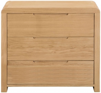 Product photograph of Curve Oak 3 Drawers Chest from Choice Furniture Superstore