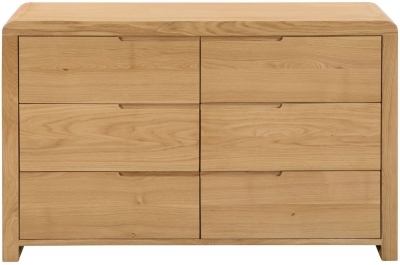 Product photograph of Curve Oak 6 Drawer Wide Chest from Choice Furniture Superstore